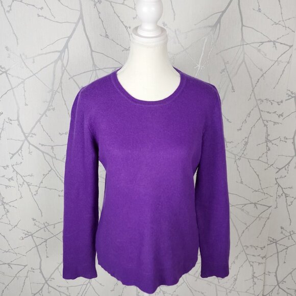 Lord & Taylor Purple 100% Cashmere Crewneck Sweater - Picture 1 of 4